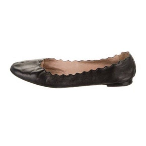 Chloe Authentic Solid Black Genuine Leather Ballet Flats 6 - Picture 1 of 8